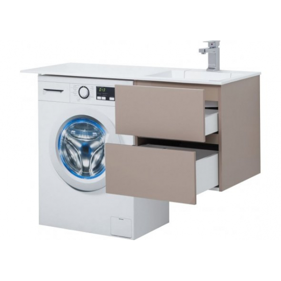 Тумба с раковиной на стиральную машину AQUANET Алвита 120 R 2 ящика подвесная, капучино