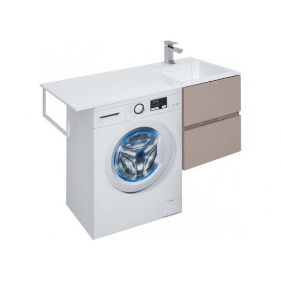 Тумба с раковиной на стиральную машину AQUANET Алвита 120 R 2 ящика подвесная, капучино
