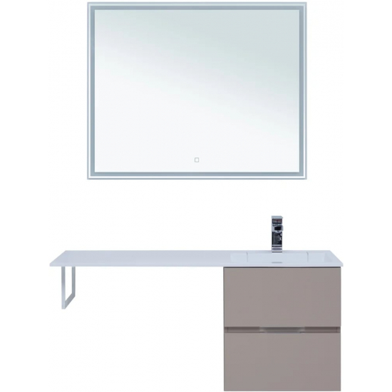 Тумба с раковиной на стиральную машину AQUANET Алвита 120 R 2 ящика подвесная, капучино