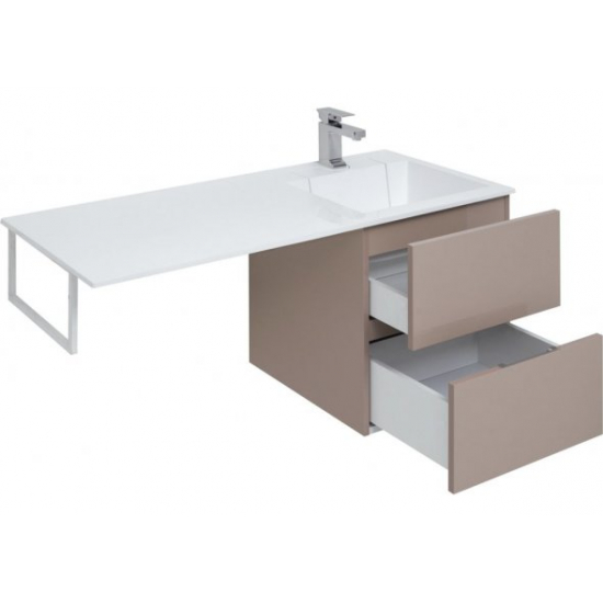 Тумба с раковиной на стиральную машину AQUANET Алвита 120 R 2 ящика подвесная, капучино