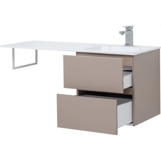 Тумба с раковиной на стиральную машину AQUANET Алвита 120 R 2 ящика подвесная, капучино