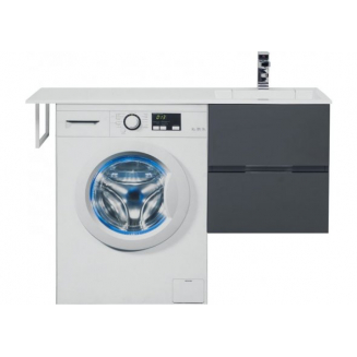 Тумба с раковиной на стиральную машину AQUANET Алвита 120 R 2 ящика подвесная, серый антрацит