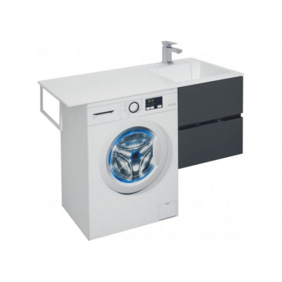 Тумба с раковиной на стиральную машину AQUANET Алвита 120 R 2 ящика подвесная, серый антрацит