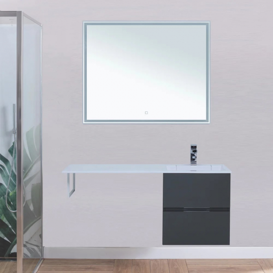 Тумба с раковиной на стиральную машину AQUANET Алвита 120 R 2 ящика подвесная, серый антрацит