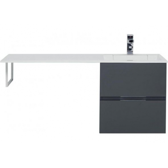 Тумба с раковиной на стиральную машину AQUANET Алвита 120 R 2 ящика подвесная, серый антрацит