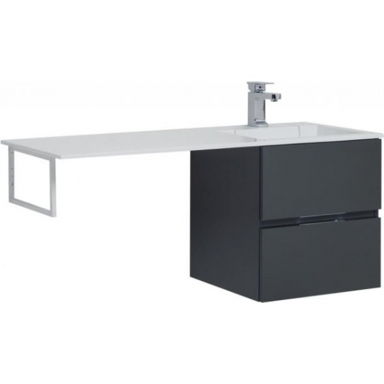 Тумба с раковиной на стиральную машину AQUANET Алвита 120 R 2 ящика подвесная, серый антрацит