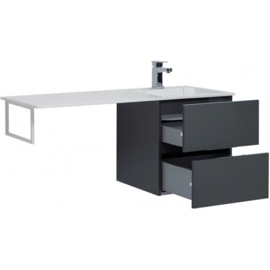 Тумба с раковиной на стиральную машину AQUANET Алвита 120 R 2 ящика подвесная, серый антрацит