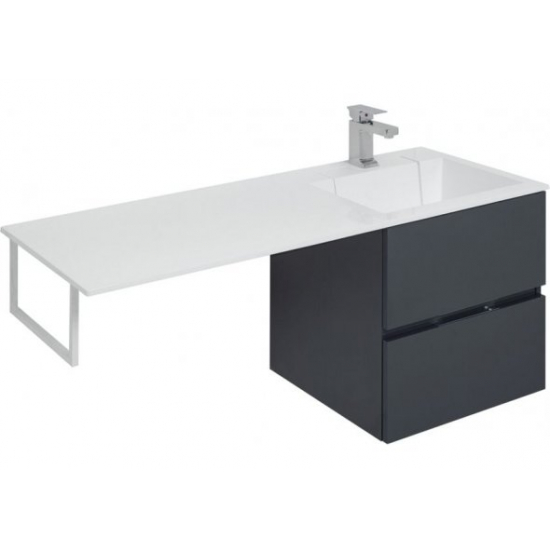 Тумба с раковиной на стиральную машину AQUANET Алвита 120 R 2 ящика подвесная, серый антрацит