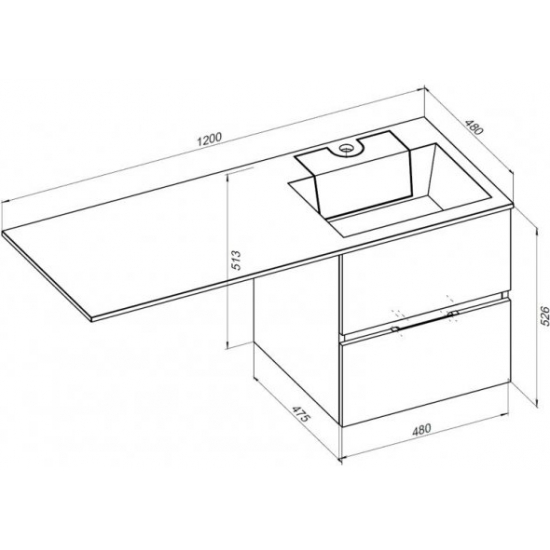 Тумба с раковиной на стиральную машину AQUANET Алвита 120 R 2 ящика подвесная, серый антрацит