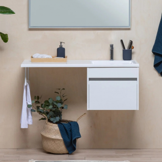 Тумба с раковиной на стиральную машину AQUANET Токио 110 R 1 ящик, подвесная, белая