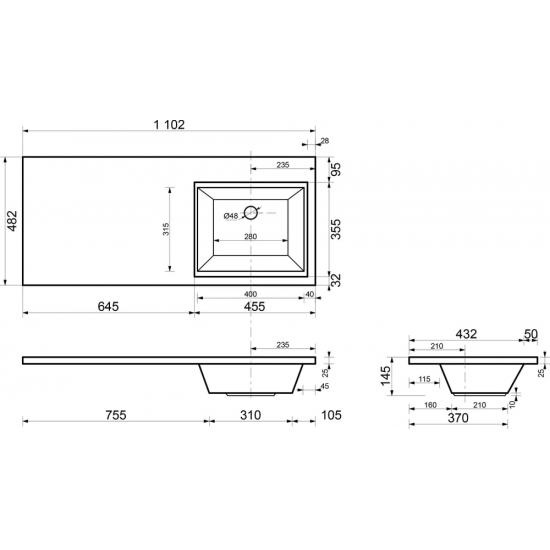 Тумба с раковиной на стиральную машину AQUANET Токио 110 R 1 ящик, подвесная, белая