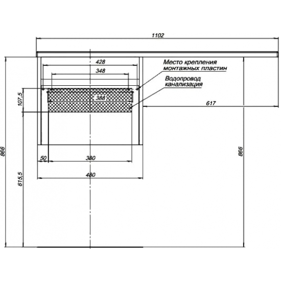 Тумба с раковиной на стиральную машину AQUANET Токио 110 R 1 ящик, подвесная, белая