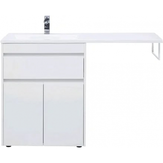 Тумба с раковиной на стиральную машину AQUANET Токио 130 L 1 ящик / 2 двери напольная, белая