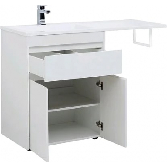 Тумба с раковиной на стиральную машину AQUANET Токио 130 L 1 ящик / 2 двери напольная, белая
