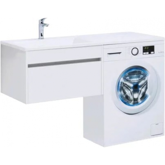 Тумба с раковиной на стиральную машину AQUANET Токио 130 L 1 ящик, подвесная, белая