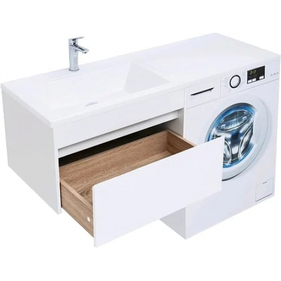 Тумба с раковиной на стиральную машину AQUANET Токио 130 L 1 ящик, подвесная, белая