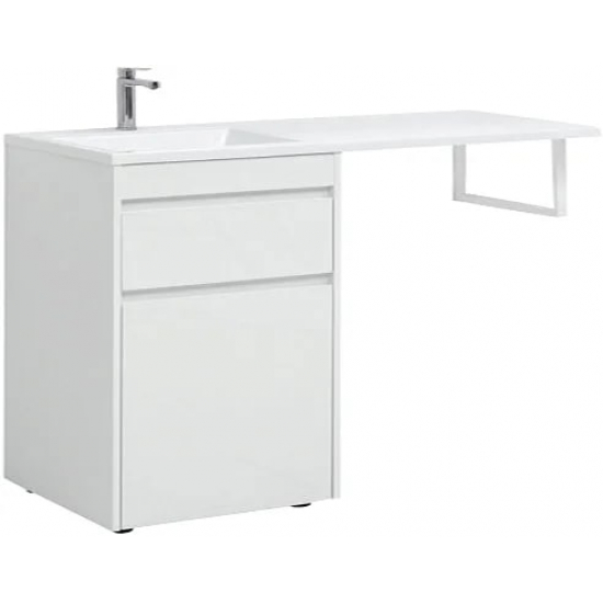 Тумба с раковиной на стиральную машину AQUANET Токио 130 L (1ящик) напольная, белая