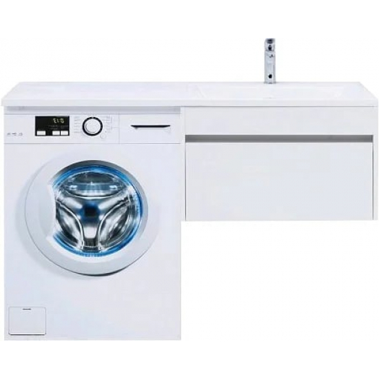 Тумба с раковиной на стиральную машину AQUANET Токио 130 R 1 ящик, подвесная, белая
