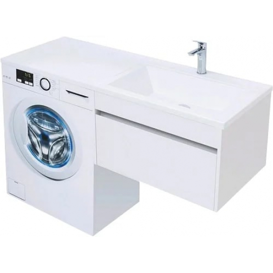 Тумба с раковиной на стиральную машину AQUANET Токио 130 R 1 ящик, подвесная, белая