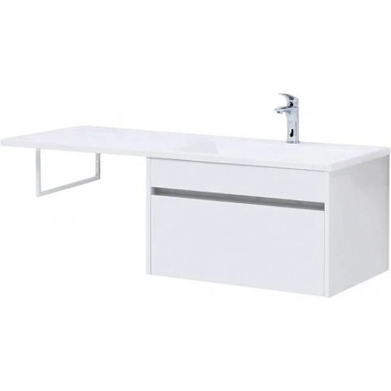 Тумба с раковиной на стиральную машину AQUANET Токио 130 R 1 ящик, подвесная, белая