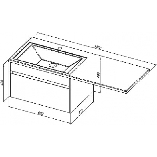 Тумба с раковиной на стиральную машину AQUANET Токио 130 R 1 ящик, подвесная, белая