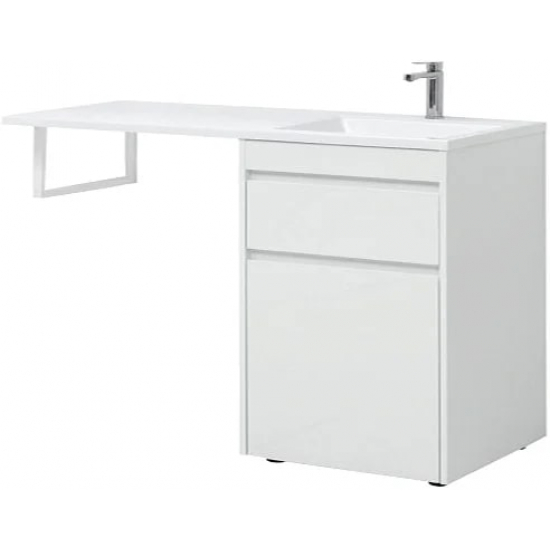 Тумба с раковиной на стиральную машину AQUANET Токио 130 R 1 ящик, с корзиной напольная, белая