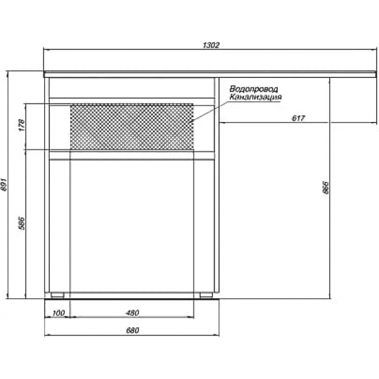 Тумба с раковиной на стиральную машину AQUANET Токио 130 R 1 ящик, с корзиной напольная, белая