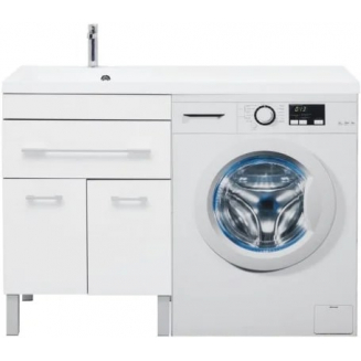 Тумба с раковиной на стиральную машину AQUANET Верона 120 L 1 ящик / 2 двери напольная, белая