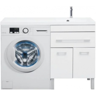 Тумба с раковиной на стиральную машину AQUANET Верона 120 R 1 ящик / 2 двери напольная, белая
