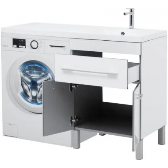 Тумба с раковиной на стиральную машину AQUANET Верона 120 R 1 ящик / 2 двери напольная, белая