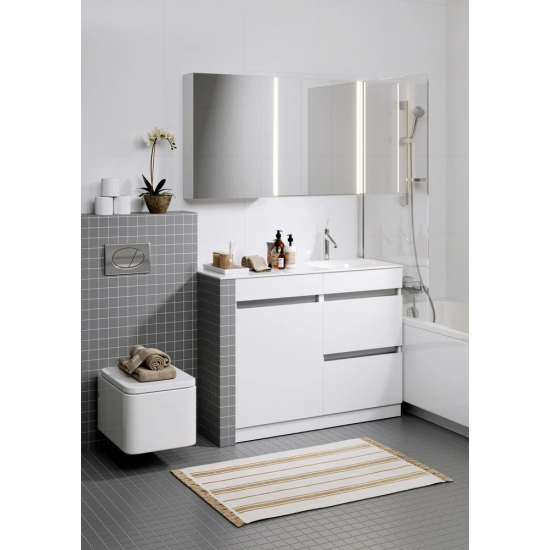 Тумба с раковиной на стиральную машину AQWELLA Forma с бельевой корзиной слева