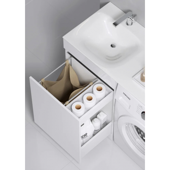 Тумба с раковиной на стиральную машину AQWELLA Forma с бельевой корзиной слева