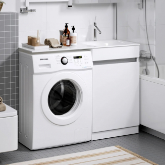 Тумба с раковиной на стиральную машину AQWELLA Forma с бельевой корзиной справа