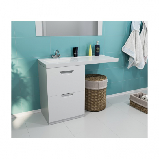 Тумба с раковиной на стиральную машину MIXLINE Атлантик-56 с раковиной Сosmos 120 левая, напольная