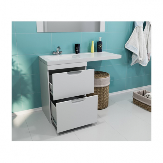 Тумба с раковиной на стиральную машину MIXLINE Атлантик-56 с раковиной Сosmos 120 левая, напольная