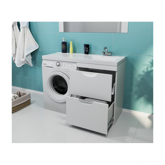 Тумба с раковиной на стиральную машину MIXLINE Атлантик-56 с раковиной Сosmos 120 правая, напольная