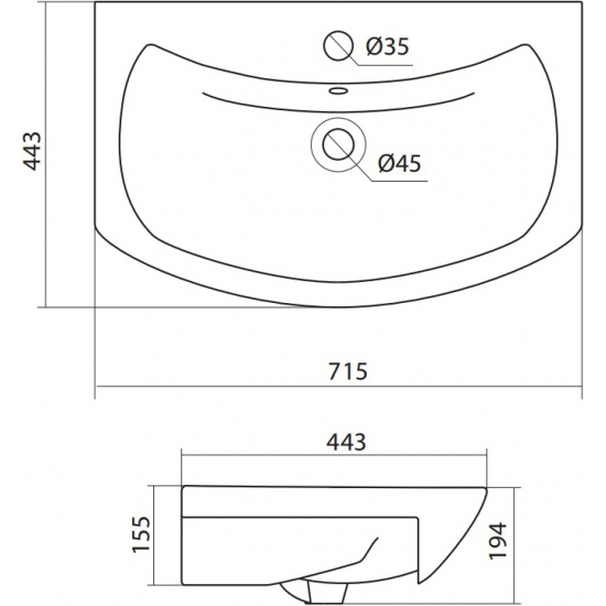 Тумба с раковиной ONIKA Балтика 70.12 напольная, с ящиком, раковина Балтика 70