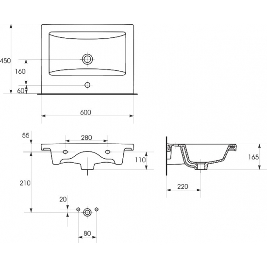 Тумба с раковиной ONIKA Эвада 60