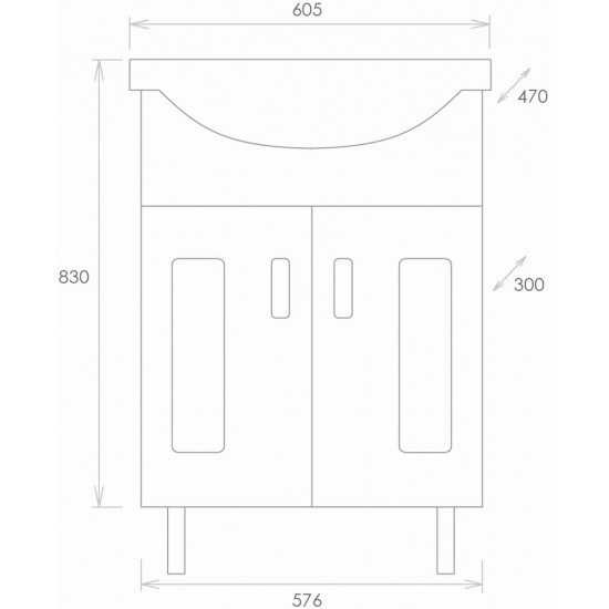 Тумба с раковиной ONIKA Кристалл 60.18 белая