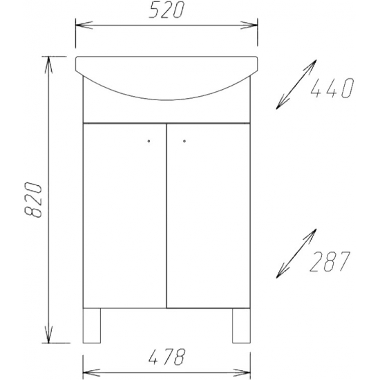 Тумба с раковиной ONIKA Крит  52.10 белая, напольная