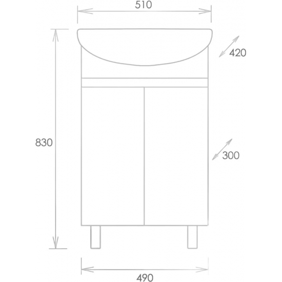 Тумба с раковиной ONIKA Милтон 50 напольная, белая