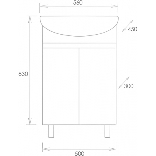 Тумба с раковиной ONIKA Милтон 55 напольная, белая