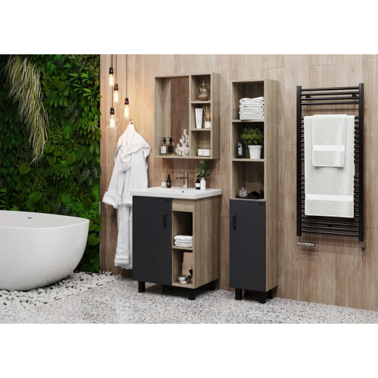 Тумба с раковиной ONIKA Тимбер 60.01 серая, дуб сонома