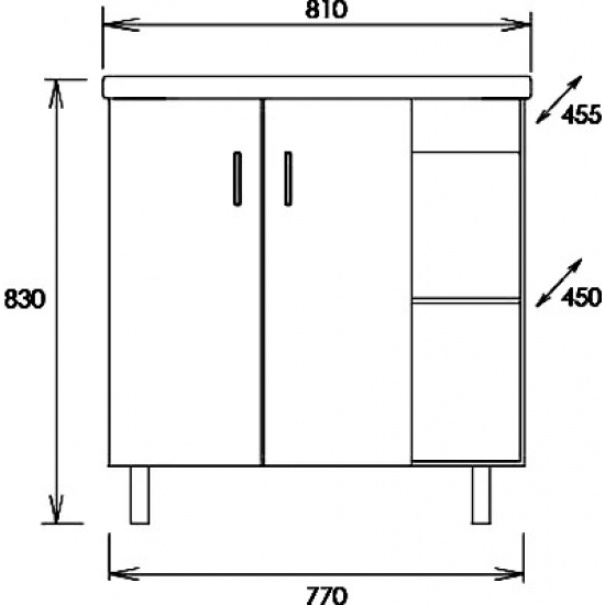Тумба с раковиной ONIKA Тимбер 80.10 R, серая, дуб сонома