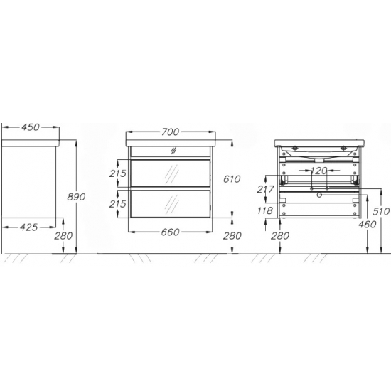 Тумба с раковиной OPADIRIS Фреш 70 белая