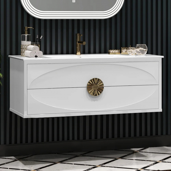 Тумба с раковиной OPADIRIS Ибица 120 подвесная, фурнитура золото