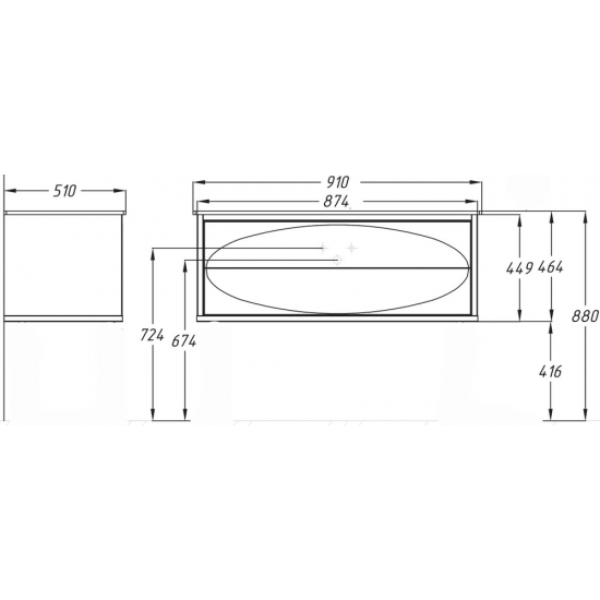 Тумба с раковиной OPADIRIS Ибица 90 подвесная, фурнитура хром
