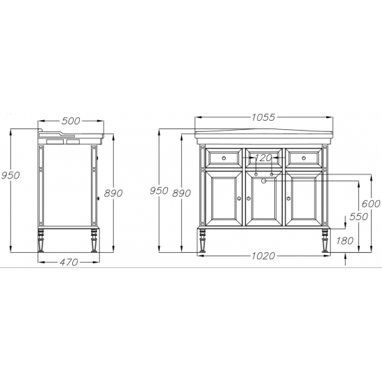 Тумба с раковиной OPADIRIS Кантара 105 cлоновая кость