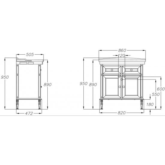 Тумба с раковиной OPADIRIS Кантара 85 белая