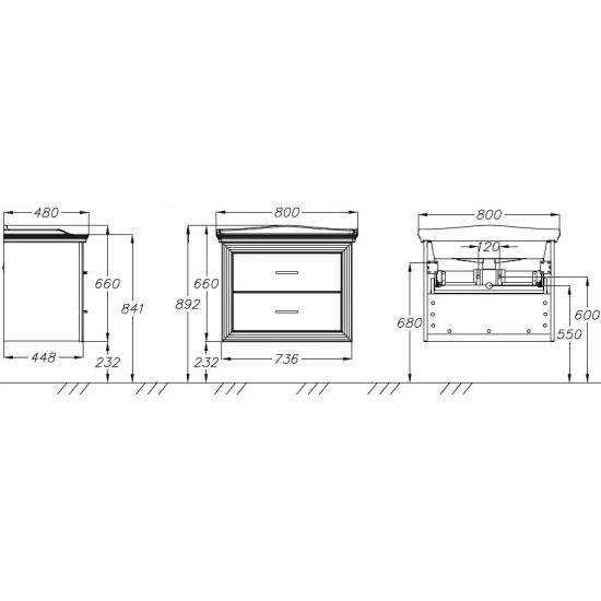 Тумба с раковиной OPADIRIS Карат 80 золото
